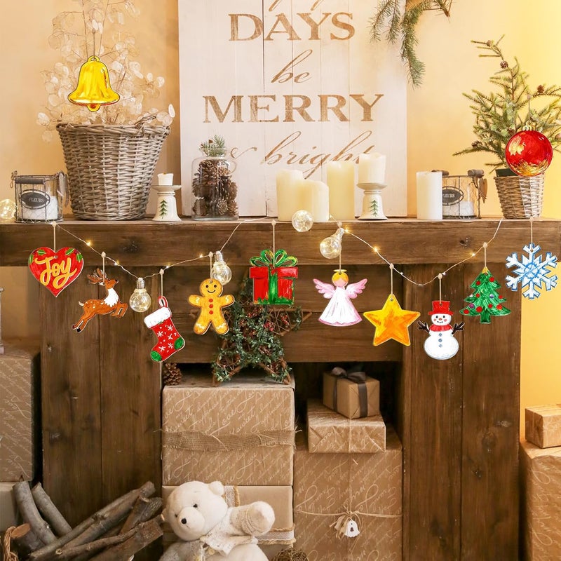 Sophena 36PCS Wooden Christmas Ornaments to Paint, 12 Styles DIY Blank Unfinished Wood Reindeer Santa Claus Christmas Tree Ball Snowman Snowflake Angel Cutouts Ornament for Crafts Winter Hanging Decorations - Image 5